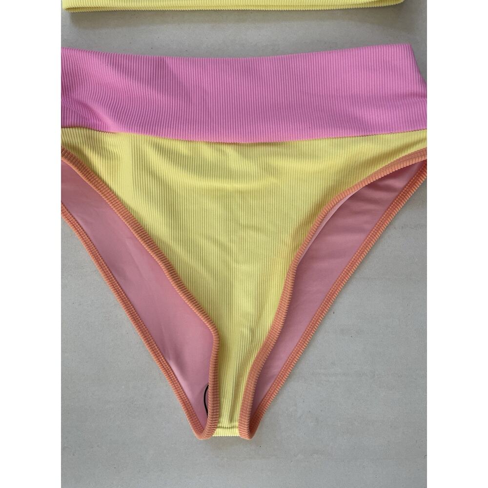 Beach Riot Swim Bikini Swimsuit High Waist Color Block Swimwear ML - Picture 5 of 10